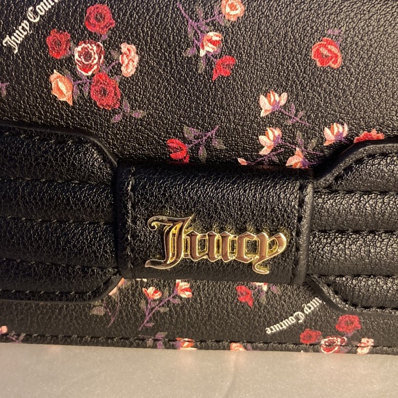 Juicy couture Rose black pretty bow flap card case wallet NWT - Picture 2 of 6